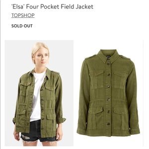 Topshop ‘Elsa’ Field Jacket, Army Green | Sz 6